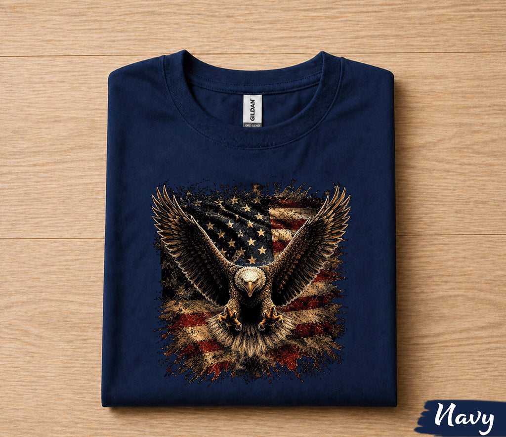 Patriotic Bald Eagle American Flag Shirt, Majestic Eagle Independence Day Tee, USA Freedom 4th of July T-Shirt Gift Forth of July