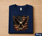 Patriotic Bald Eagle American Flag Shirt, Majestic Eagle Independence Day Tee, USA Freedom 4th of July T-Shirt Gift Forth of July