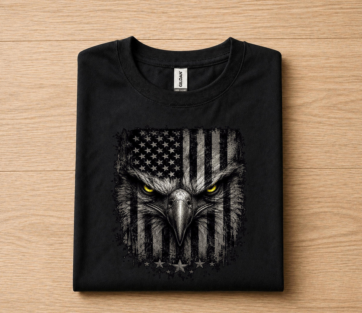Patriotic Eagle Face 4th of July Shirt, American Flag Bald Eagle Tee