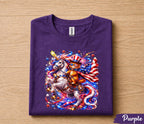 Patriotic Unicorn Cat 4th of July Shirt, Red White Blue Fireworks Tee, American Flag Kitty Unicorn Independence Day Gift Forth of July