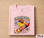 Firequacker 4th of July Shirt, Patriotic Duck Riding Firework Rocket Tee, Funny American Independence Day Party Gift Forth of July