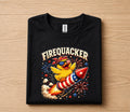 Firequacker 4th of July Shirt, Patriotic Duck Riding Firework Rocket Tee