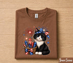 Cute Patriotic Kitten Shirt, 4th Of July Cat Lover Tee, Fireworks Cat Shirt, American Flag Kitty Independence Day Gift Forth of July