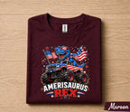 Amerisaurus Rex Shirt, Funny 4th Of July Dinosaur Monster Truck Tee, Patriotic T Rex American Flag USA Independence Day Gift Forth of July