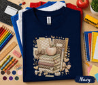 Back to School Shirt, Teacher Tee, Coquette School Shirt, Book Stack T-Shirt, Cute Teacher Gift, Student School, First Day of School Outfit