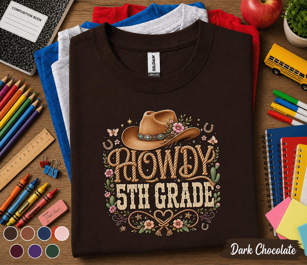 Howdy 5th Grade Shirt, Western Back to School Tee, Cowboy First Day of 5th Grade Shirt, Cute Cowgirl Shirt, Country School Outfit Gift Idea