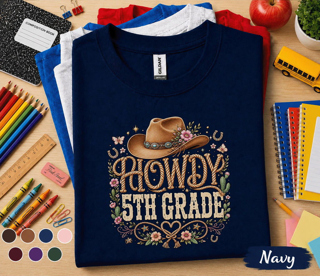 Howdy 5th Grade Shirt, Western Back to School Tee, Cowboy First Day of 5th Grade Shirt, Cute Cowgirl Shirt, Country School Outfit Gift Idea