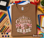 Queen of the 5th Grade Shirt, First Day of School Princess Tee, Coquette Bow Student Shirt, Girls Fifth Grade Outfit, Back to School Gift