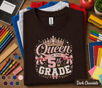 Queen of the 5th Grade Shirt, First Day of School Princess Tee, Coquette Bow Student Shirt, Girls Fifth Grade Outfit, Back to School Gift