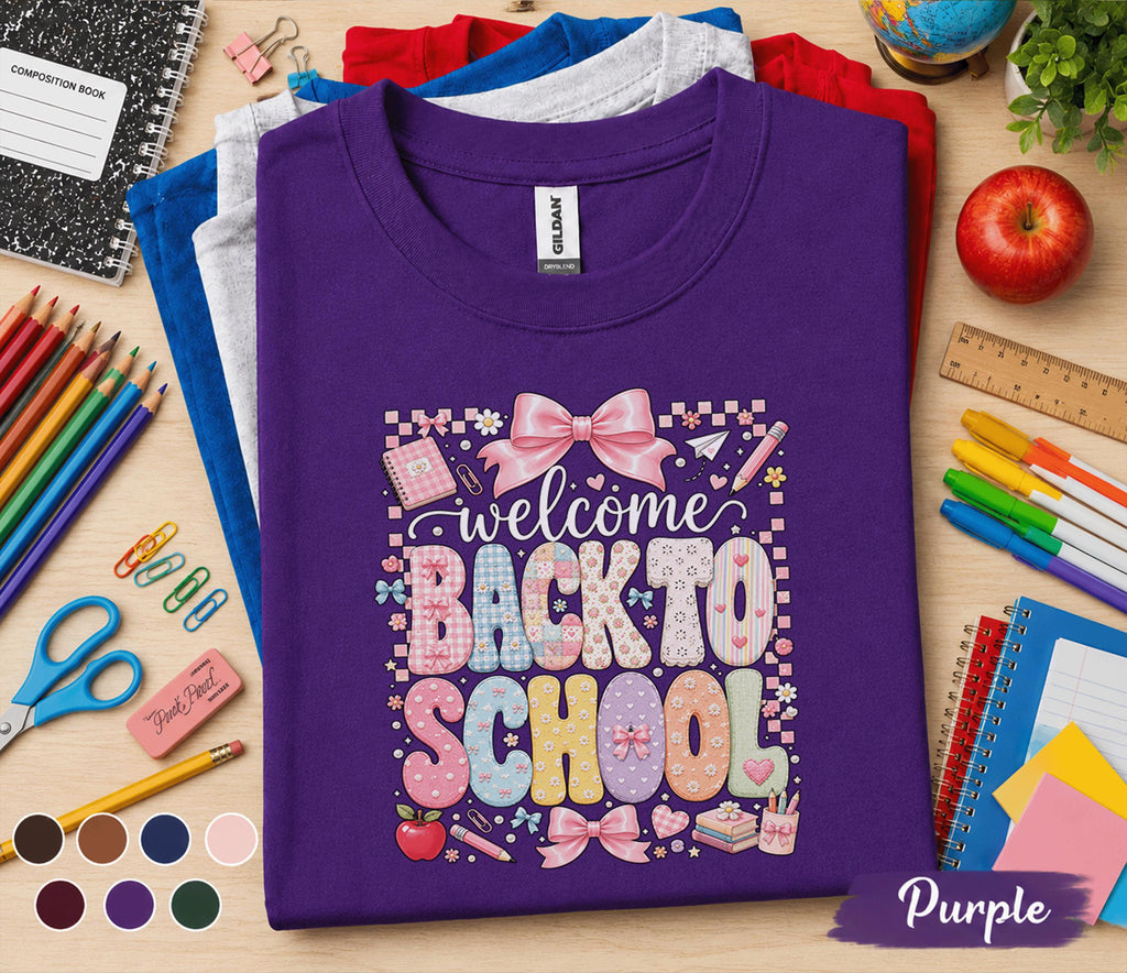 Welcome Back to School Shirt, Coquette Teacher Shirt, Cute Back to School Tee, First Day of School Outfit, Teacher Appreciation Gift Tee