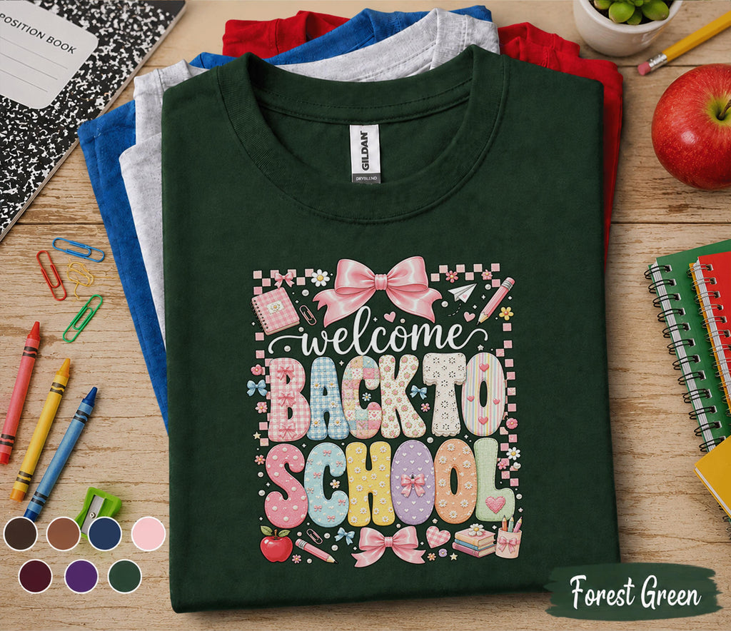 Welcome Back to School Shirt, Coquette Teacher Shirt, Cute Back to School Tee, First Day of School Outfit, Teacher Appreciation Gift Tee