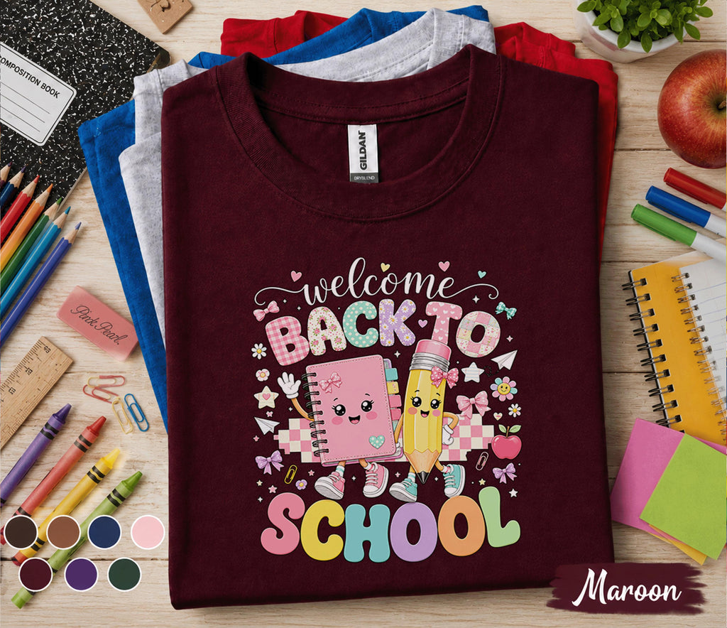 Welcome Back to School Shirt, Cute Teacher Back to School Tee, First Day of School T-Shirt, Preschool Kindergarten Classroom Apparel Gift