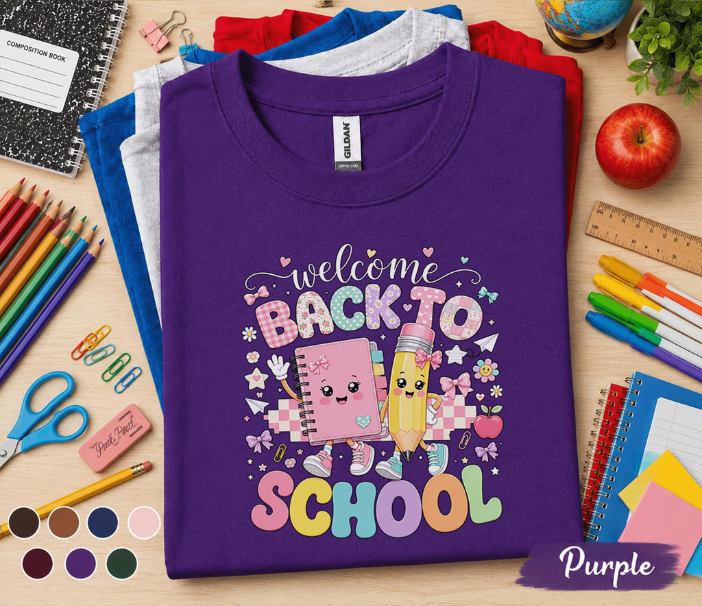 Welcome Back to School Shirt, Cute Teacher Back to School Tee, First Day of School T-Shirt, Preschool Kindergarten Classroom Apparel Gift