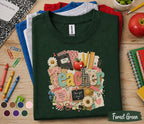 Teacher Shirt, Back to School Teacher Tee, Cute Classroom Shirt, Teacher Gift, Colorful School Supplies T-Shirt, Elementary Teacher Apparel
