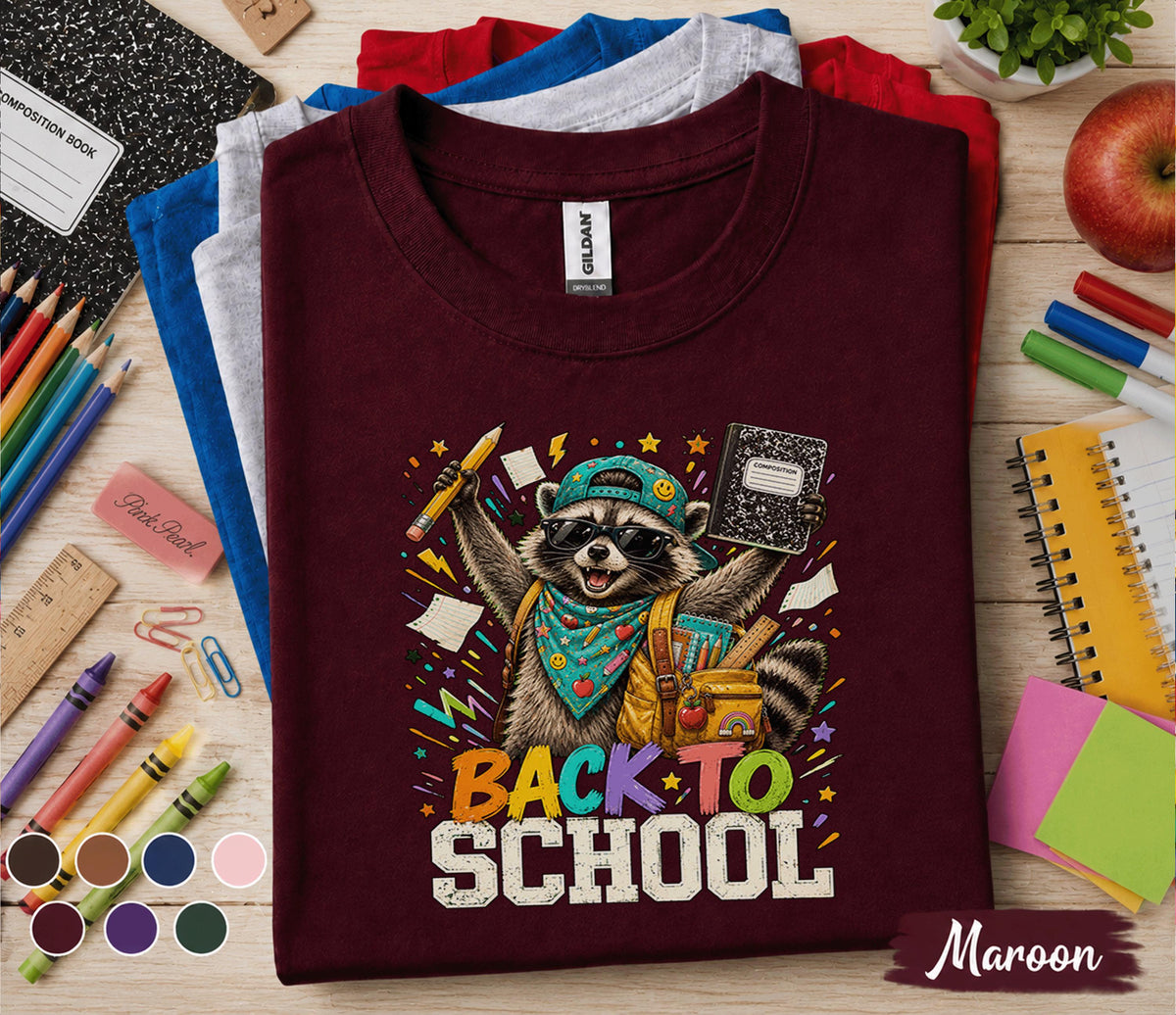 Back to School Raccoon Shirt, Cute Raccoon School Tee, Funny Student Back to School T-Shirt, First Day of School Gift, Teacher Student Gift