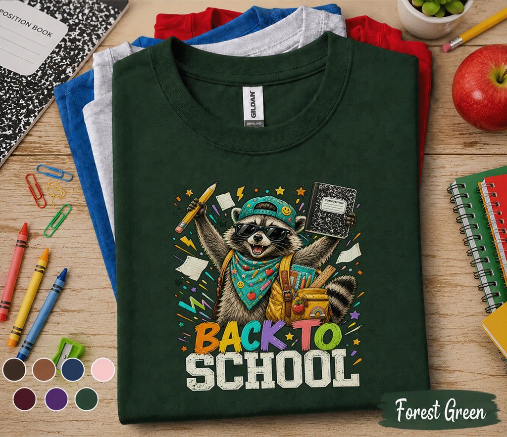 Back to School Raccoon Shirt, Cute Raccoon School Tee, Funny Student Back to School T-Shirt, First Day of School Gift, Teacher Student Gift