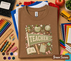 Teacher Pennant Shirt, Cute Coquette Teacher Tee, Vintage School Aesthetic T-Shirt, Floral Classroom Apparel, Back to School Teacher Gift