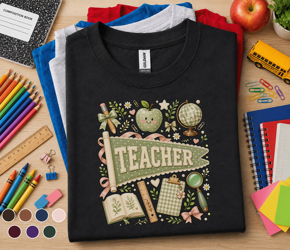 Teacher Pennant Shirt, Cute Coquette Teacher Tee