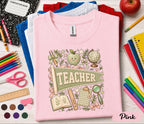 Teacher Pennant Shirt, Cute Coquette Teacher Tee, Vintage School Aesthetic T-Shirt, Floral Classroom Apparel, Back to School Teacher Gift