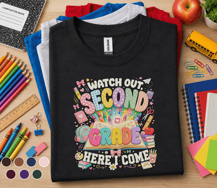 Watch Out Second Grade Here I Come Shirt, Second Grade Back to School Tee
