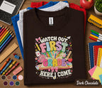 Watch Out First Grade Here I Come Shirt, First Grade Back to School Tee, First Day of School T-Shirt, Cute Student Gift
