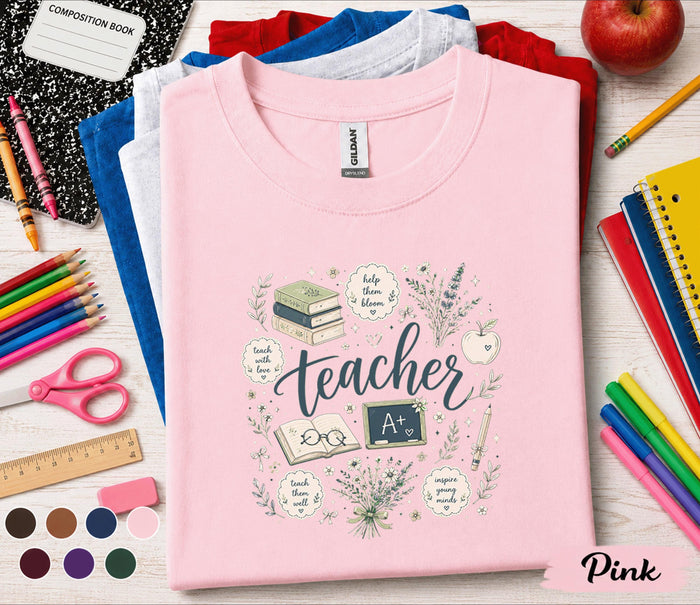 Teacher Floral Shirt, Back to School Teacher Tee
