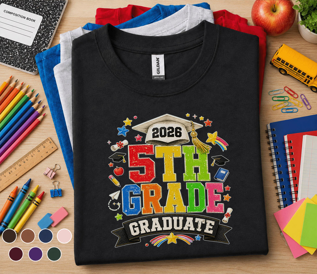 Back to School  5th Grade Graduate 2026 Shirt, Fifth Grade Graduation Tee