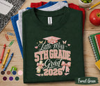 Little Miss 5th Grade Grad 2026 Shirt, Pink Bow Graduation Cap Tee, Girl Back to School Fifth Grade Graduate Gift, Cute Coquette Shirt