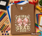 5th Grade Grad 2026 Shirt, Cute Pink Bow Graduation Tee, Back to School Fifth Grade Graduate Gift, Coquette Student Graduation Shirt Girls