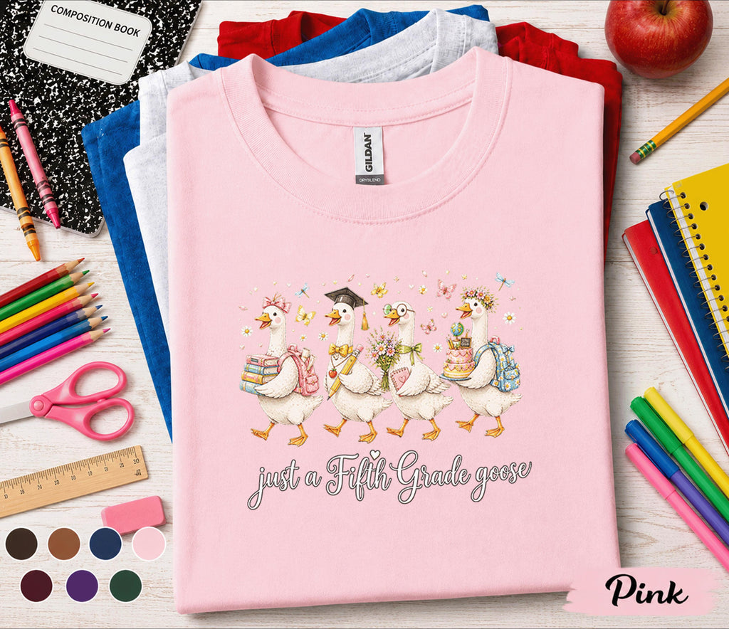Just a Fifth Grade Goose Shirt, Cute Back to School Tee, Funny 5th Grade Student Gift, First Day of School Shirt with Graduation Goose