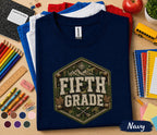 Fifth Grade Camo Shirt, Outdoor Adventure Back to School Tee, 5th Grade Woodland Student Gift, First Day School Hiking Mountain Camo Shirt