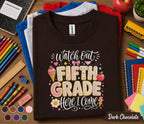 Watch Out Fifth Grade Here I Come Shirt, First Day of 5th Grade Tee, Cute Back to School Student Gift, Sweet Cookie Letter School Shirt