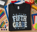 Fifth Grade Shirt, Blue Floral Patchwork Back to School Tee