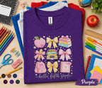 Hello Fifth Grade Shirt, Cute Coquette Back to School Tee, Pink Bow School Bus Apple Backpack, First Day of 5th Grade Student Gift Shirt