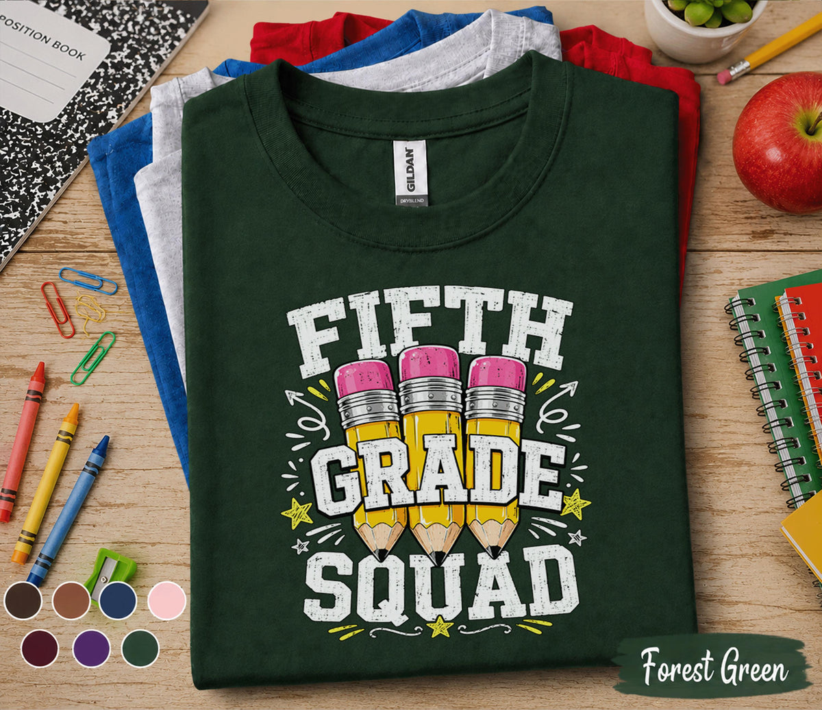 Fifth Grade Squad Shirt, 5th Grade Back to School Tee, Cute Pencil School Shirt, First Day of 5th Grade Shirt, Elementary Student Gift