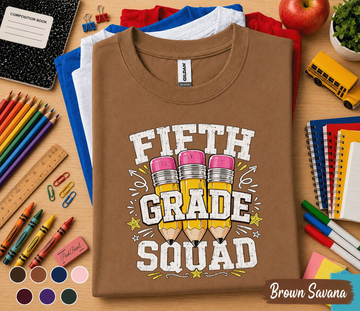 Fifth Grade Squad Shirt, 5th Grade Back to School Tee, Cute Pencil School Shirt, First Day of 5th Grade Shirt, Elementary Student Gift