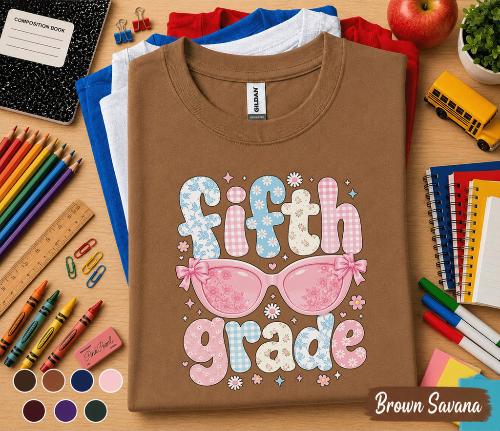 Fifth Grade Shirt, Fifth Grade Back to School Tee, Cute Fifth Grade Sunglasses Shirt, First Day of School Shirt, Floral Student Gift Tee