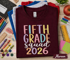 Fifth Grade Squad 2026 Shirt, 5th Grade Graduation Tee, Fifth Grade Class of 2026 Shirt, Back to School Student Gift, First Day School Tee