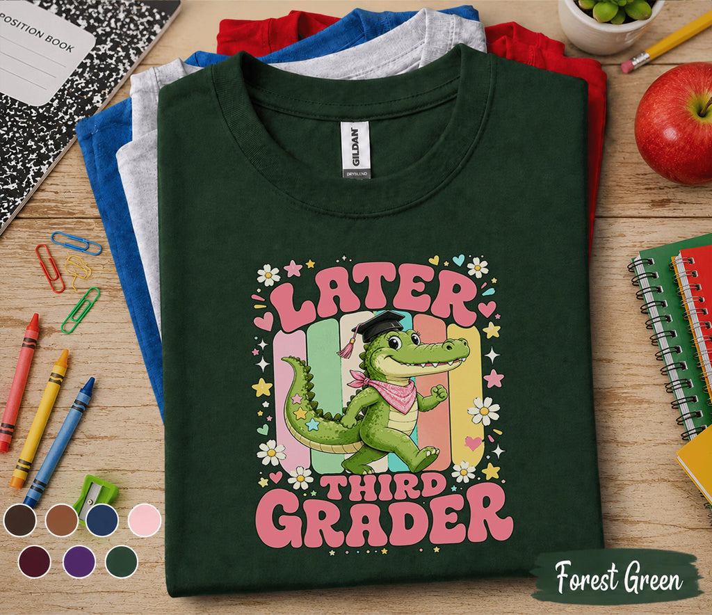 Later Third Grader Shirt, Cute Alligator Graduation Shirt, Last Day of 3rd Grade Tee, Retro School Shirt, Elementary Graduation Gift Kids