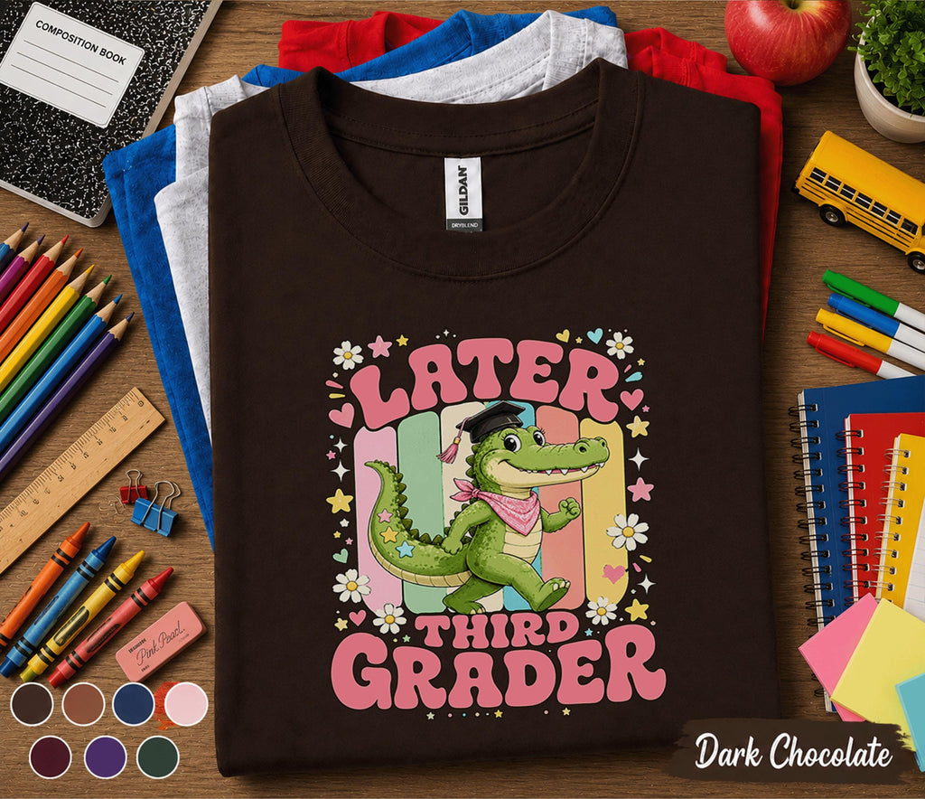 Later Third Grader Shirt, Cute Alligator Graduation Shirt, Last Day of 3rd Grade Tee, Retro School Shirt, Elementary Graduation Gift Kids