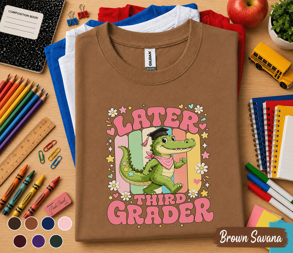 Later Third Grader Shirt, Cute Alligator Graduation Shirt, Last Day of 3rd Grade Tee, Retro School Shirt, Elementary Graduation Gift Kids