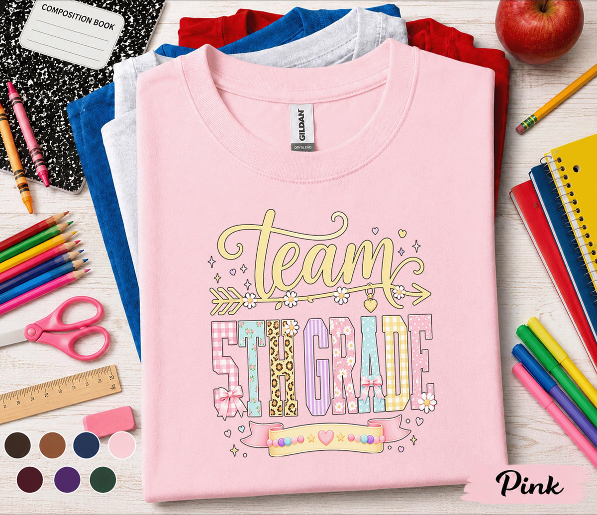 Team 5th Grade Shirt, Cute Matching Fifth Grade Teacher Team Tee, Back to School Classroom Shirt, Elementary School Teacher Gift