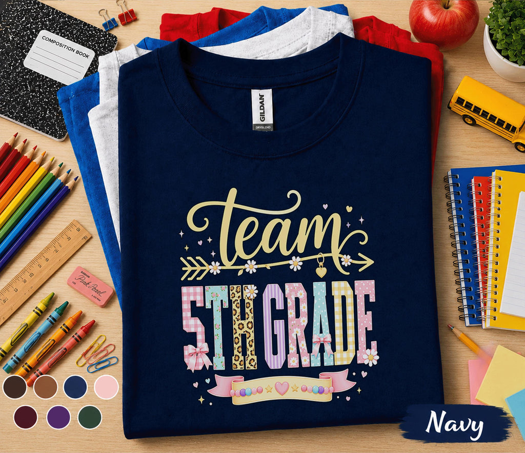 Team 5th Grade Shirt, Cute Matching Fifth Grade Teacher Team Tee, Back to School Classroom Shirt, Elementary School Teacher Gift