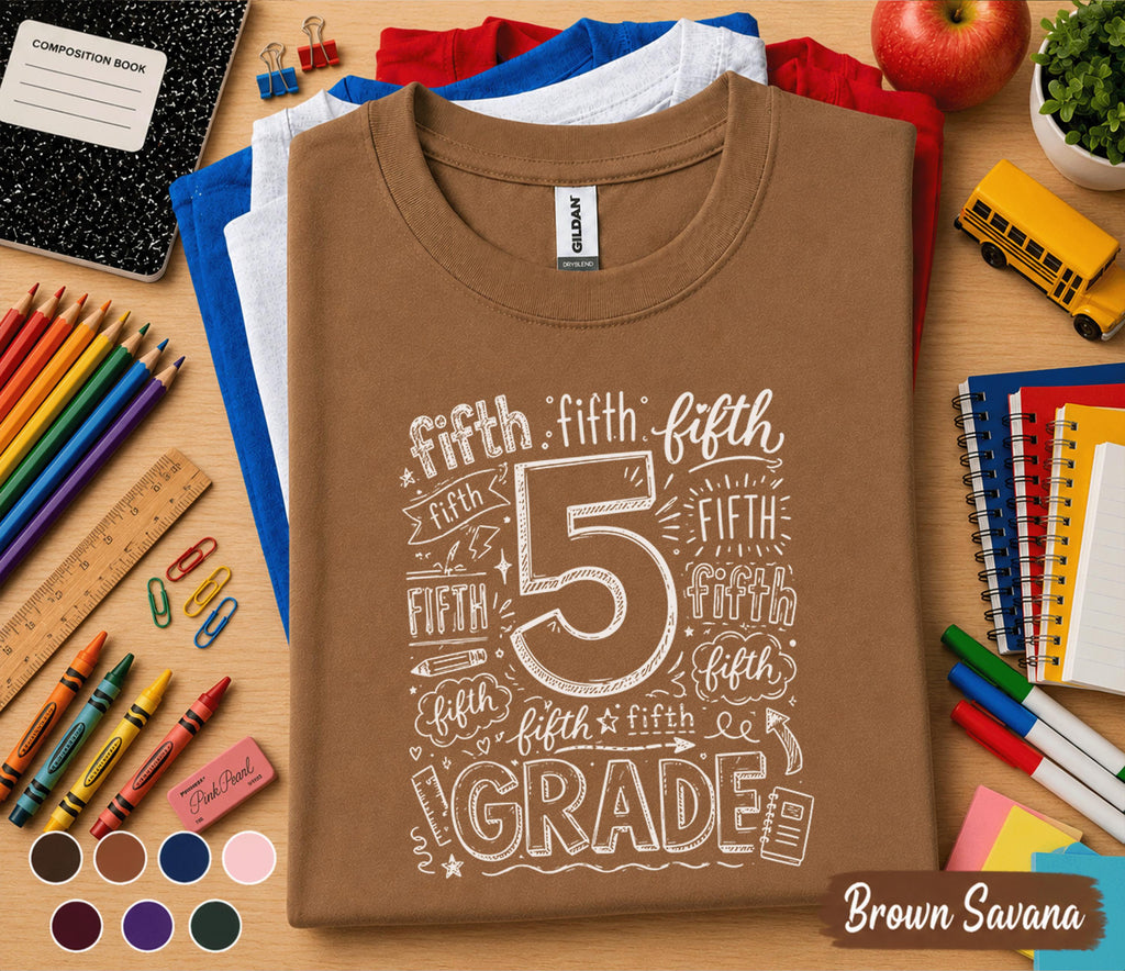 5th Grade Shirt, Fifth Grade Doodle Tee, Back to School Fifth Grade Shirt, First Day of School Shirt, Elementary Student Gift for Kids