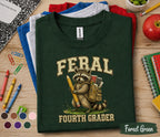 Feral Fourth Grader Shirt, Funny 4th Grade Raccoon Shirt, First Day of School Tee, Back to School Student Shirt, Fourth Grade Animal Gift