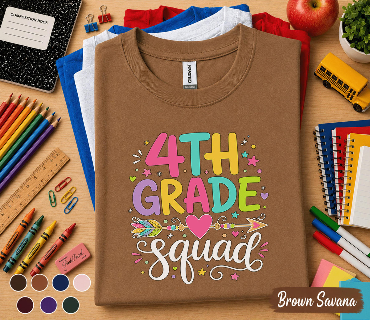 4th Grade Squad Shirt, Back to School Shirt for Kids, First Day of 4th Grade Tee, Cute Fourth Grade Squad Gift, Colorful School Shirt