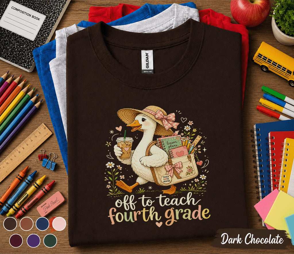 Off to Teach Fourth Grade Shirt, 4th Grade Teacher Shirt, Goose Teacher Tee, Back to School Teacher Gift, Elementary School Teacher Outfit