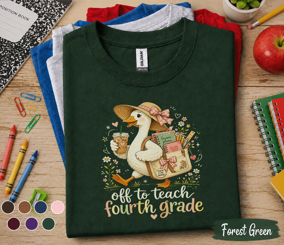 Off to Teach Fourth Grade Shirt, 4th Grade Teacher Shirt, Goose Teacher Tee, Back to School Teacher Gift, Elementary School Teacher Outfit