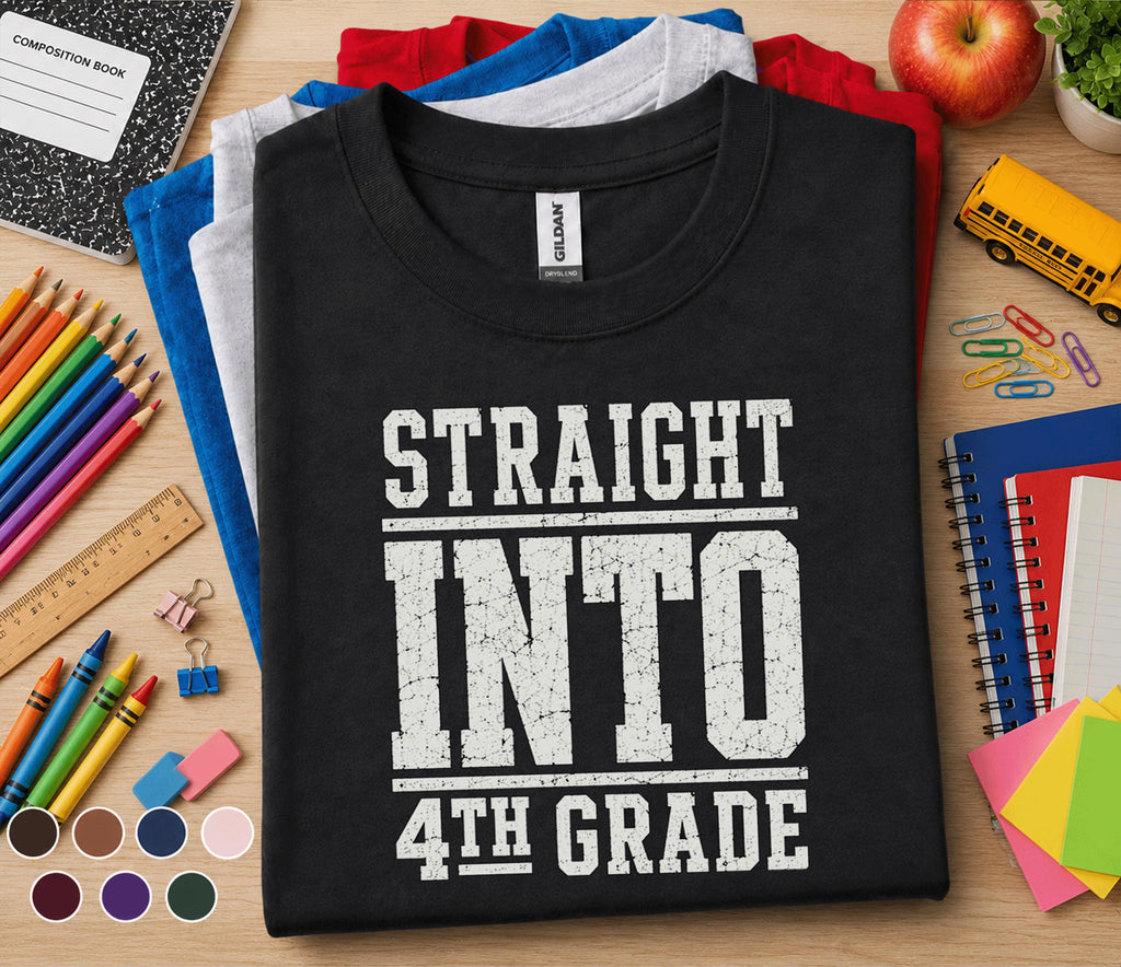 Straight Into 4th Grade Shirt, First Day of School Shirt