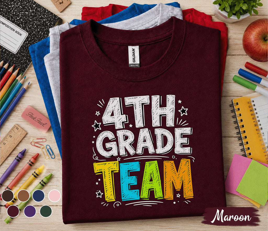 4th Grade Team Shirt, Fourth Grade Back to School Tee, First Day of School Shirt, Grade Level Student Shirt, Elementary School Kids Gift